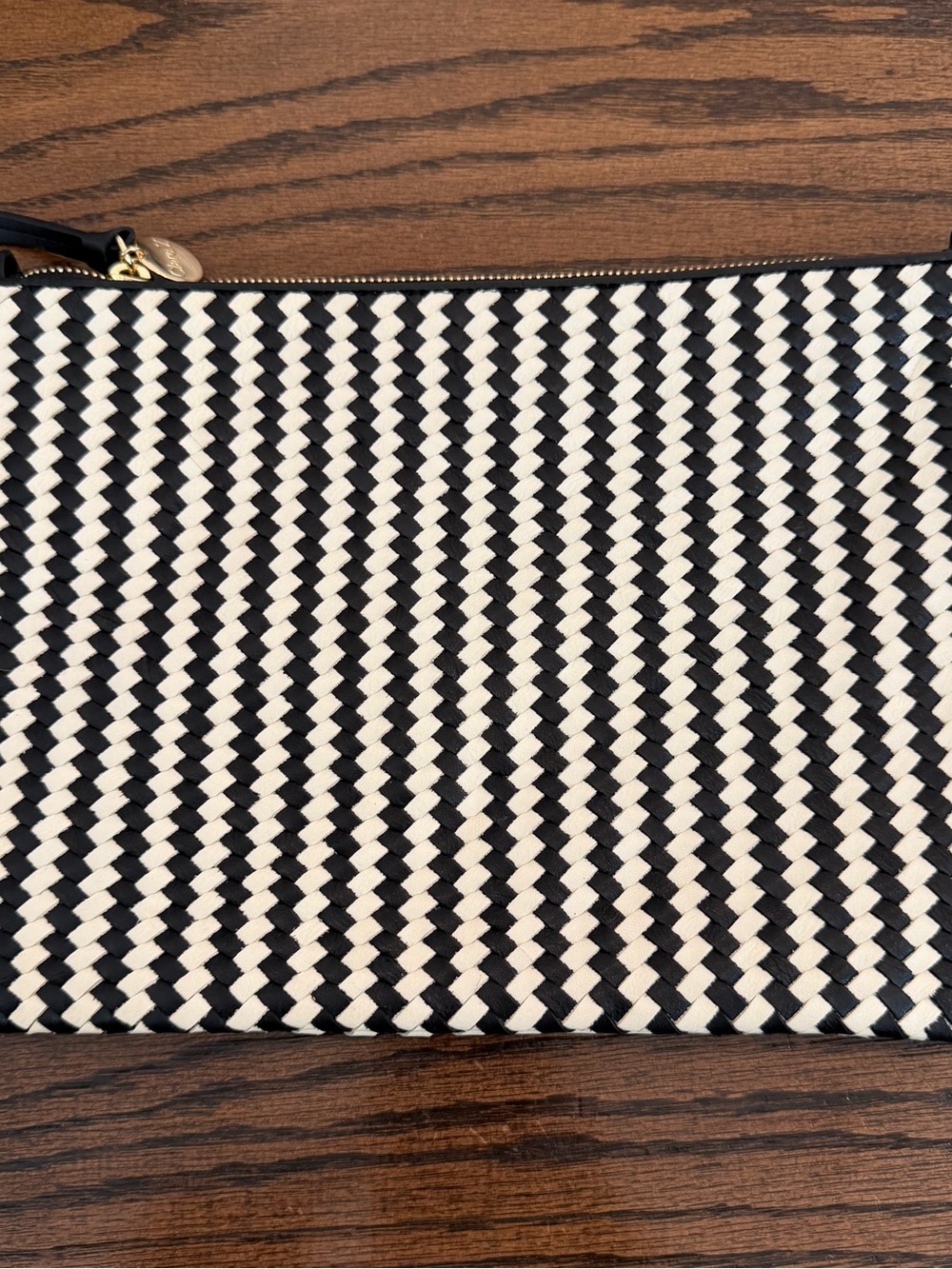 Clare V black and white zig zag clutch. NWOT